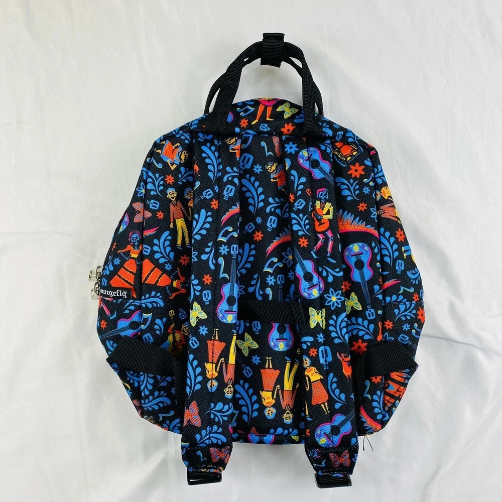 Loungefly Disney Pixar Coco Dia de Los Muertos Mini Backpack Black Canvas Rare